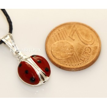 RMB|Ciondolo Coccinella Smaltato in Argento 925 con laccio - Made in Italy
