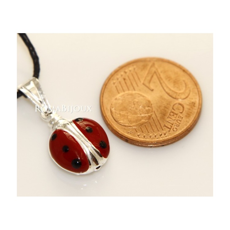 RMB|Ciondolo Coccinella Smaltato in Argento 925 con laccio - Made in Italy