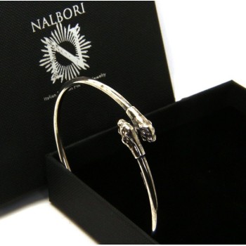 RMB|ARGENTO 925 : Bracciale uomo o donna schiava aperto PUMA brunito - Simboli di Nalbori