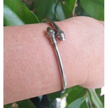 RMB|aRGENTO 925 : Bracciale uomo o donna schiava aperto PUMA brunito - Simboli di Nalbori