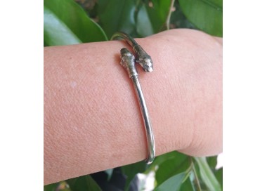 RMB|aRGENTO 925 : Bracciale uomo o donna schiava aperto PUMA brunito - Simboli di Nalbori