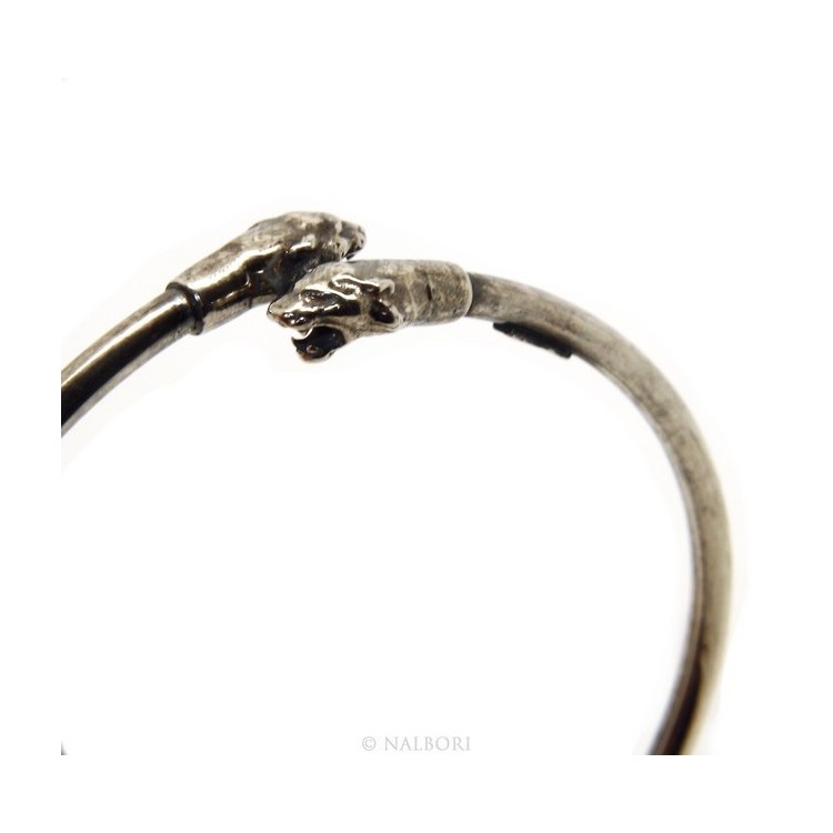 RMB|ARGENTO 925 : Bracciale uomo o donna schiava aperto PUMA brunito - Simboli di Nalbori