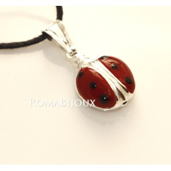 RMB|Ciondolo Coccinella Smaltato in Argento 925 con laccio - Made in Italy
