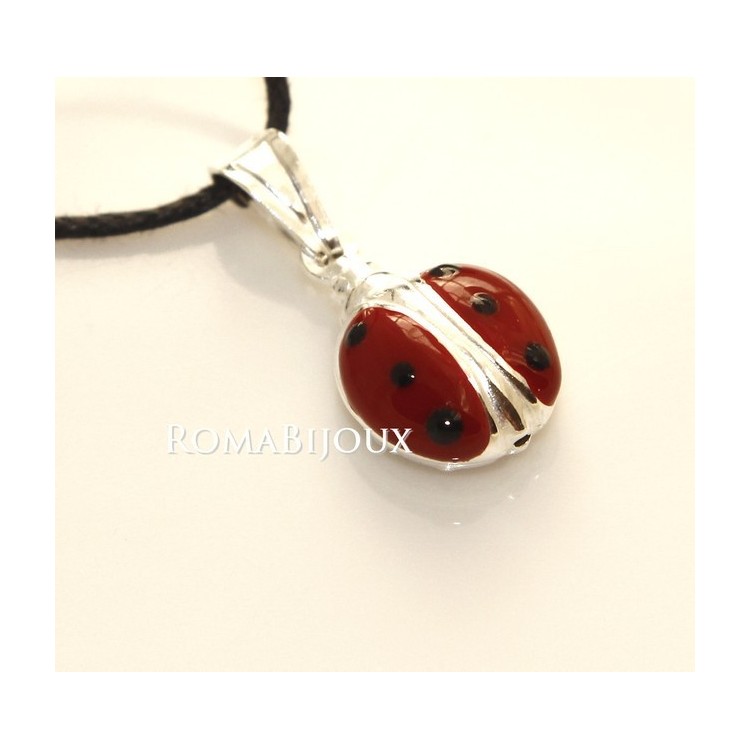 RMB|Ciondolo Coccinella Smaltato in Argento 925 con laccio - Made in Italy