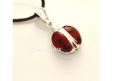 RMB|Ciondolo Coccinella Smaltato in Argento 925 con laccio - Made in Italy