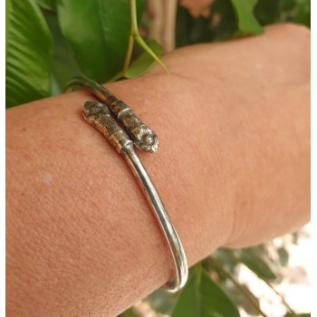 RMB|ARGENTO 925 : Bracciale uomo o donna schiava aperto SERPENTE brunito - Simboli di Nalbori