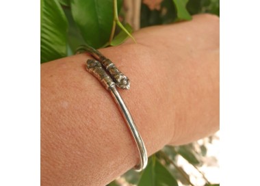 RMB|ARGENTO 925 : Bracciale uomo o donna schiava aperto SERPENTE brunito - Simboli di Nalbori