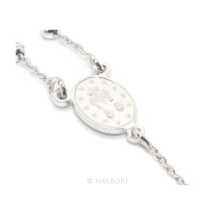 RMB|Collana rosario uomo o donna in Argento 925 palline 3 mm croce liscia chiaro N2_co_ro_30A