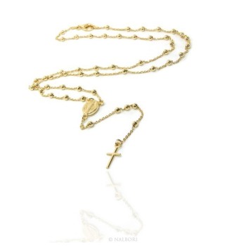 RMB|Rosary Necklace man or woman in 925 balls 3 mm Rosary Necklace man or woman in 925 balls 3 mm   cross wet yellow gold