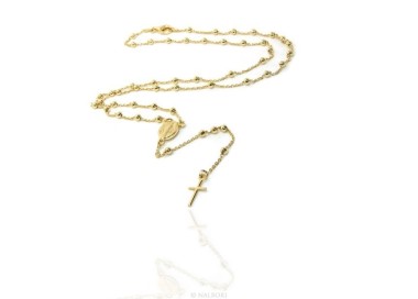 RMB|Rosary Necklace man or woman in 925 balls 3 mm Rosary Necklace man or woman in 925 balls 3 mm   cross wet yellow gold