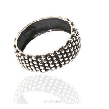RMB|NALBORI Ring Silver 925 Faith record studded blasted massive dark Sardinian 8 mm for men or women