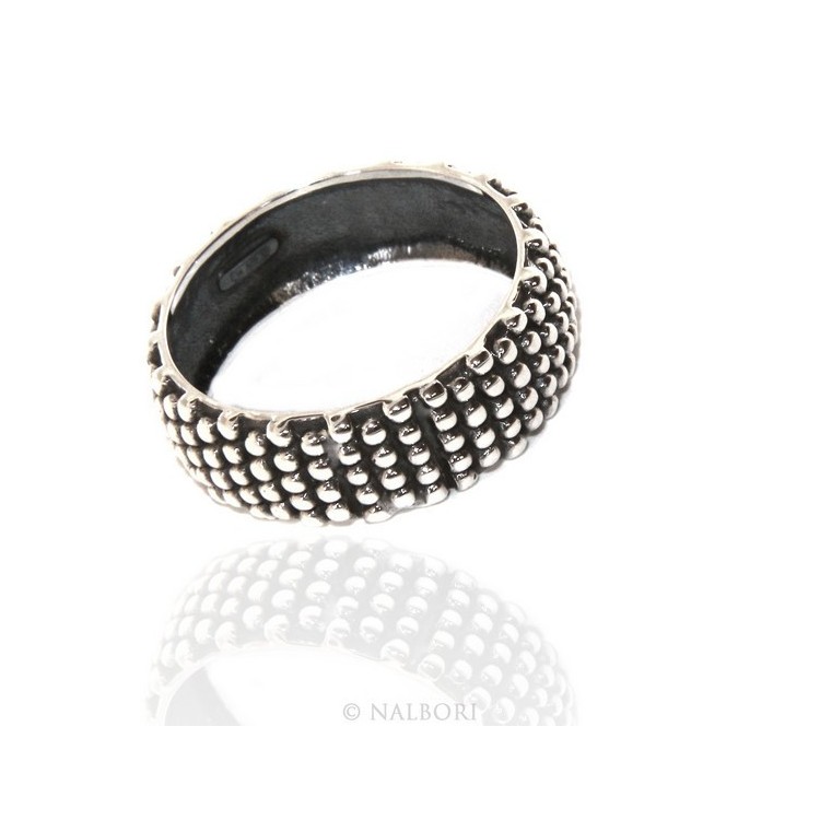 RMB|NALBORI Ring Silver 925 Faith record studded blasted massive dark Sardinian 8 mm for men or women