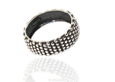 RMB|NALBORI Ring Silver 925 Faith record studded blasted massive dark Sardinian 8 mm for men or women