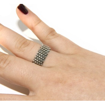 RMB|NALBORI  Anello Argento 925 fede fedina borchiata pallinata sarda massiccia scura 8 mm per uomo o donna