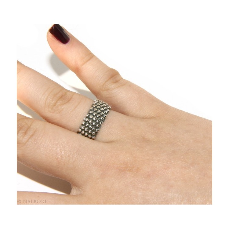 RMB|NALBORI Ring Silver 925 Faith record studded blasted massive dark Sardinian 8 mm for men or women