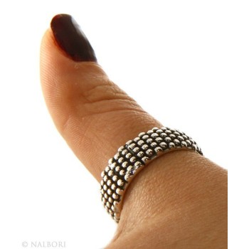 RMB|NALBORI  Anello Argento 925 fede fedina borchiata pallinata sarda massiccia scura 8 mm per uomo o donna