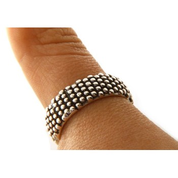 RMB|NALBORI Ring Silver 925 Faith record studded blasted massive dark Sardinian 8 mm for men or women