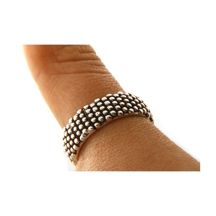 RMB|NALBORI Ring Silver 925 Faith record studded blasted massive dark Sardinian 8 mm for men or women