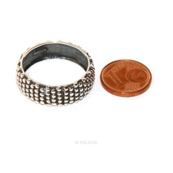 RMB|NALBORI Ring Silver 925 Faith record studded blasted massive dark Sardinian 8 mm for men or women