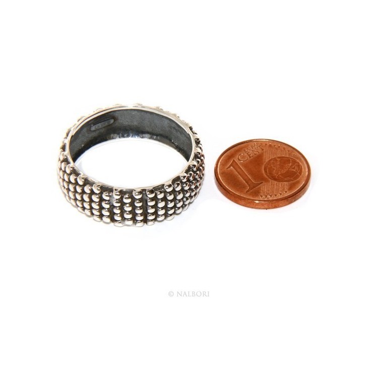RMB|NALBORI Ring Silver 925 Faith record studded blasted massive dark Sardinian 8 mm for men or women