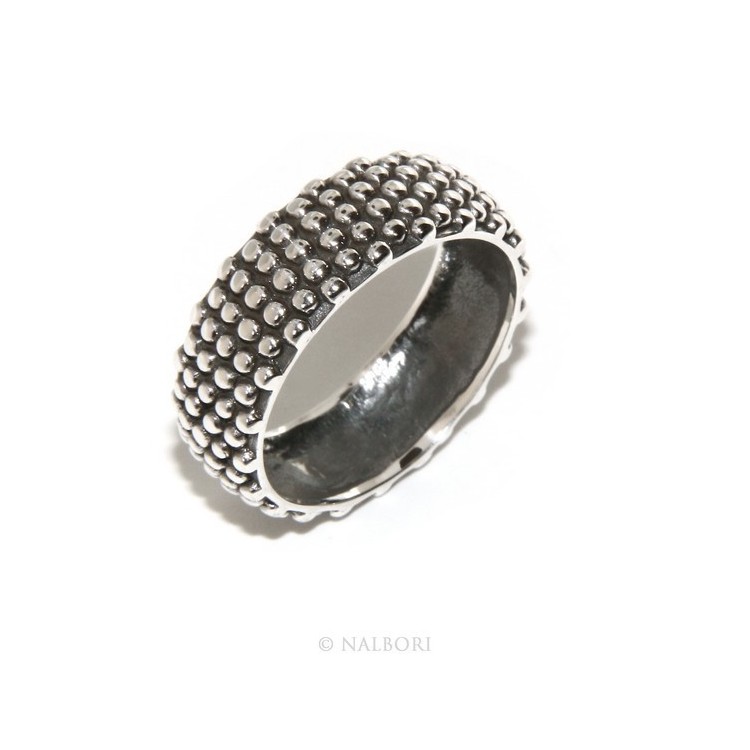 RMB|NALBORI Ring Silver 925 Faith record studded blasted massive dark Sardinian 8 mm for men or women