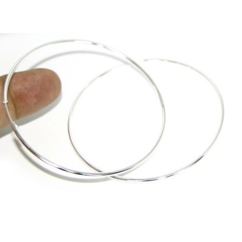 RMB|Argento 925 : orecchini donna anelle cerchi boccole lisce classiche 71 mm argento chiaro