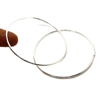 RMB|Argento 925 : orecchini donna anelle cerchi boccole lisce classiche 71 mm argento chiaro