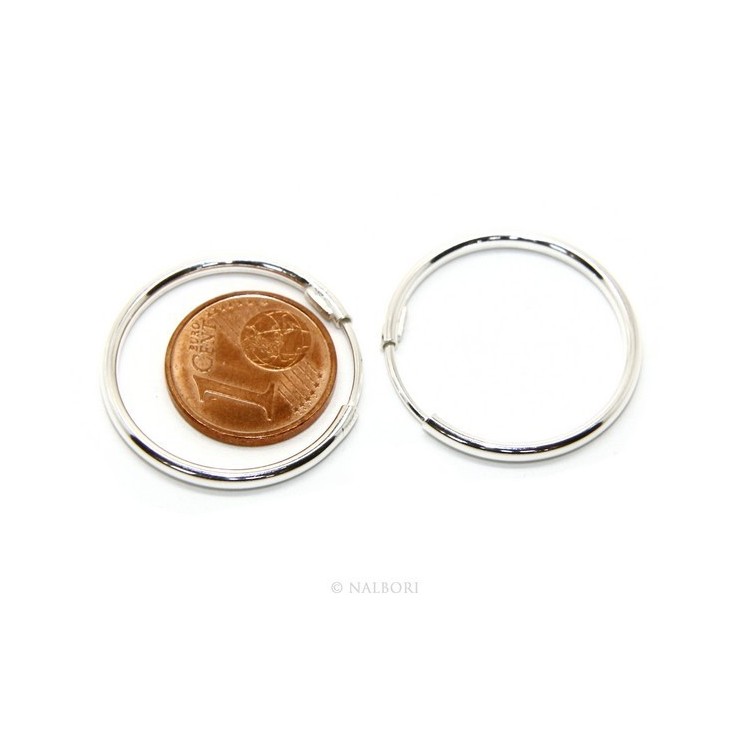 RMB|Argento 925 : orecchini donna anelle cerchi boccole lisce classiche 30 mm argento chiaro