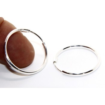 RMB|Argento 925 : orecchini donna anelle cerchi boccole lisce classiche 30 mm argento chiaro