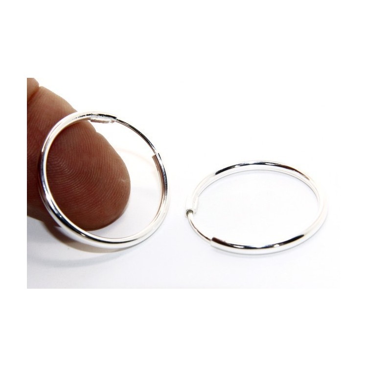 RMB|925: earrings woman anelle circles classic smooth bushings 30 mm light silver