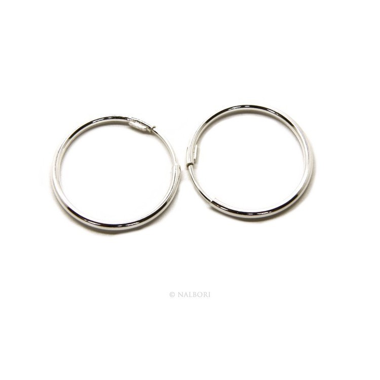 RMB|Argento 925 : orecchini donna anelle cerchi boccole lisce classiche 30 mm argento chiaro