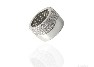 RMB|Argento 925 Rodiato : anello donna fascia fascione tubo mezzo pavè zirconi eternity misura 13