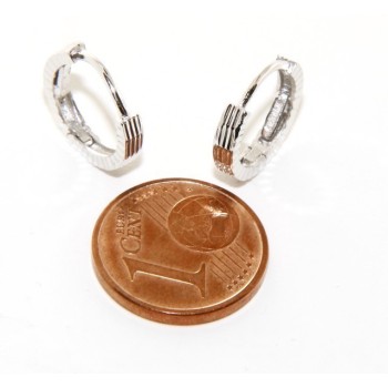 RMB|Silver 925: Men's and Women's Snapshot Earrings, geometric striped 12mm (1 pair)