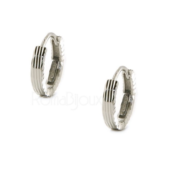 RMB|Silver 925: Men's and Women's Snapshot Earrings, geometric striped 12mm (1 pair)