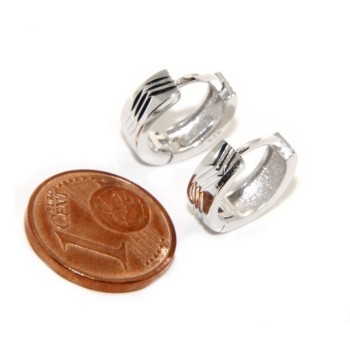 RMB|Argento 925 : orecchini massicci a scattino uomo e donna zig zag 12mm (1 paio)