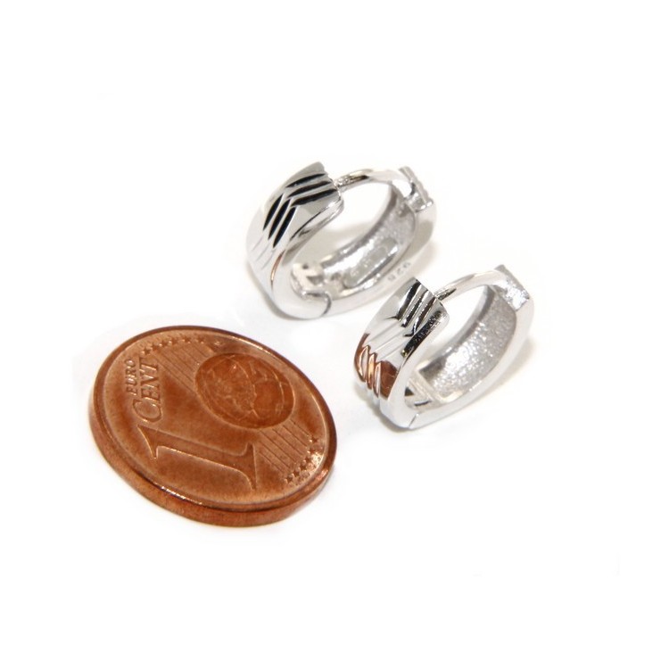 RMB|Argento 925 : orecchini massicci a scattino uomo e donna zig zag 12mm (1 paio)