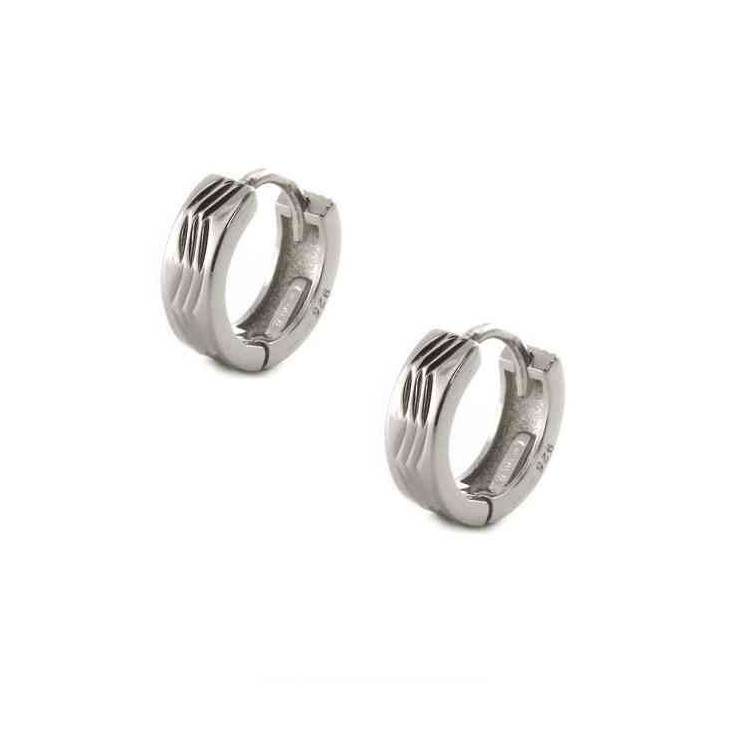 RMB|Argento 925 : orecchini massicci a scattino uomo e donna zig zag 12mm (1 paio)