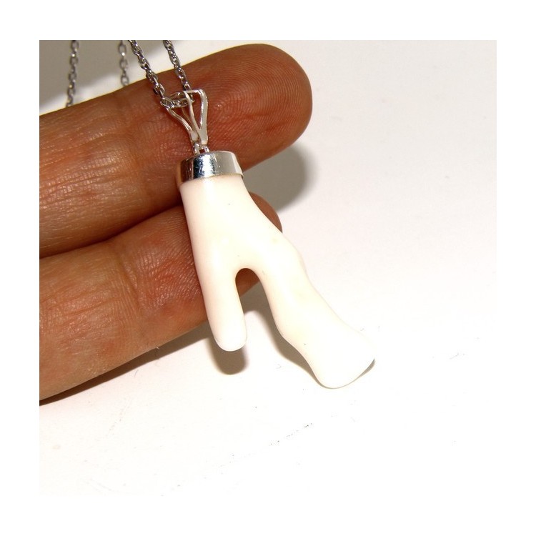 RMB|925 sterling silver 925 sterling silver pendant and necklace with white natural coral