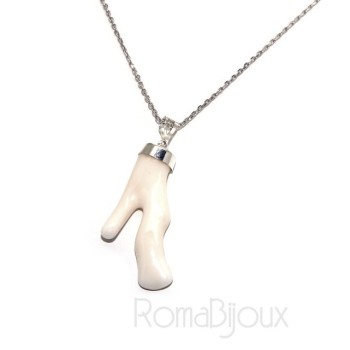 RMB|Ciondolo e collana donna linea Capri in argento 925 con corallo naturale bianco