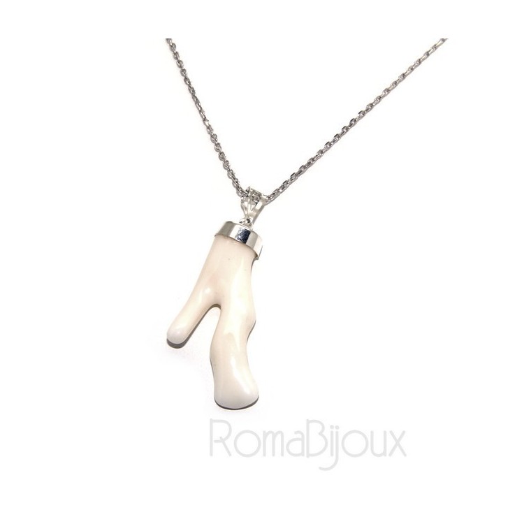 RMB|Ciondolo e collana donna linea Capri in argento 925 con corallo naturale bianco