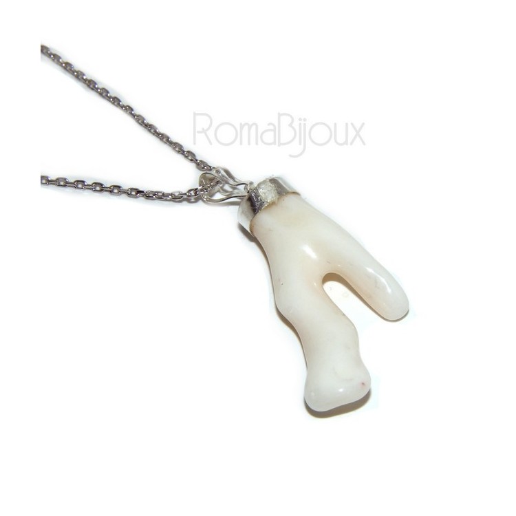 RMB|925 sterling silver 925 sterling silver pendant and necklace with white natural coral