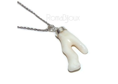 RMB|Ciondolo e collana donna linea Capri in argento 925 con corallo naturale bianco