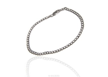 RMB|ARGENTO 925 rodiato bracciale massiccio uomo donna grumetta 3 mm lungo 18 cm