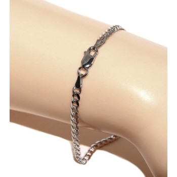 RMB|ARGENTO 925 rodiato bracciale massiccio uomo donna grumetta 3 mm lungo 18 cm