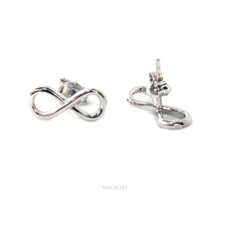 RMB|orecchini uomo e donna in argento 925 perno e farfallina con simbolo dell'infinito
