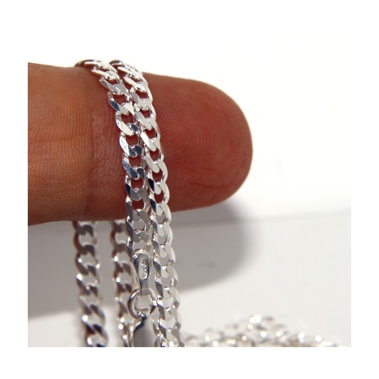 RMB|ARGENTO 925 : Girocollo collana o bracciale uomo donna grumetta diamantata 3mm chiara sbiancata