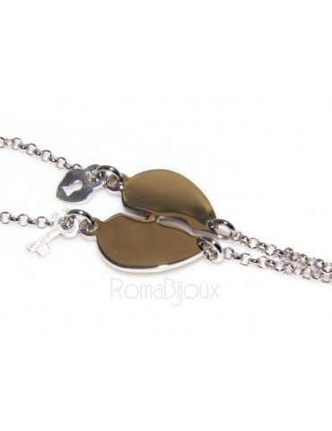 SILVER 925 :  bracelet for woman, hearts in medals