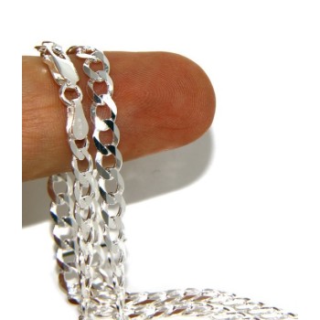 RMB|ARGENTO 925 : Girocollo collana o bracciale uomo donna grumetta diamantata 4,5mm chiara sbiancata