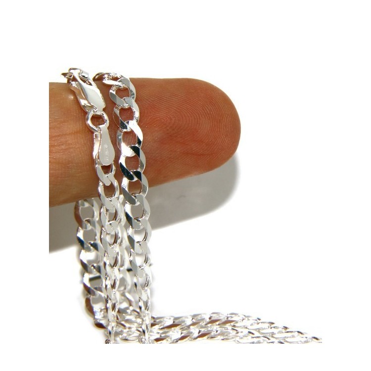 RMB|SILVER 925: Necklace or Man's Bracelet Women's Bracelet Diameter 4.5mm Light Bleached