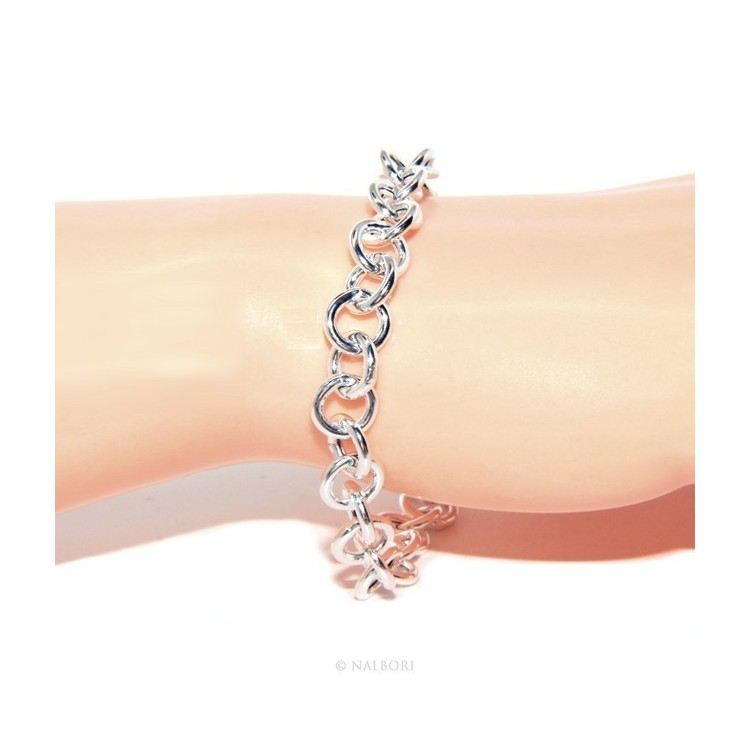RMB|ARGENTO 925 : Girocollo collana o bracciale donna maglia tonda giotto chiara sbiancata